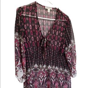 Coldwater Creek Semi-Sheer 3/4 Sleeve Blouse Size Medium/10-12